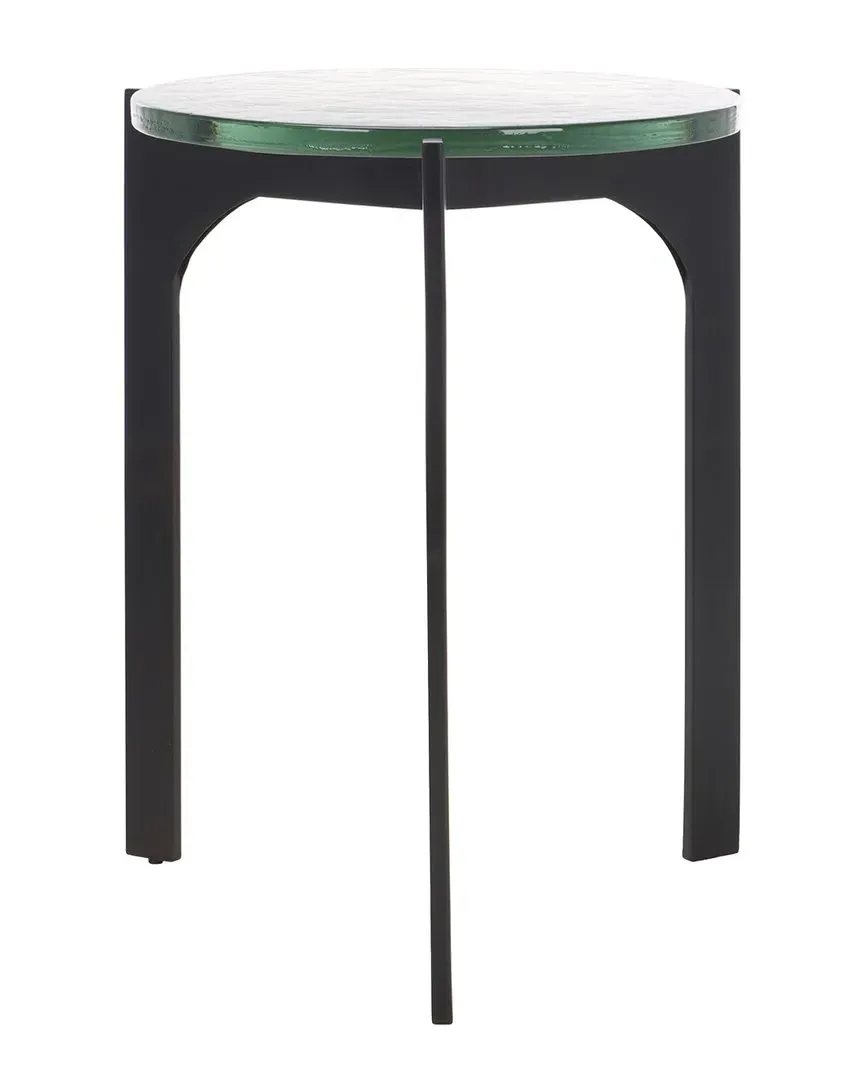 Seymour Round Accent Table - Black, Cast Glass