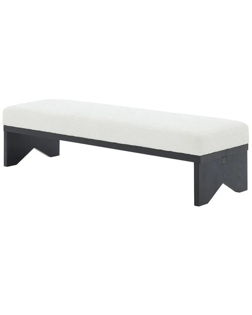 Sharyn Boucle & Wood Bench - Ivory image