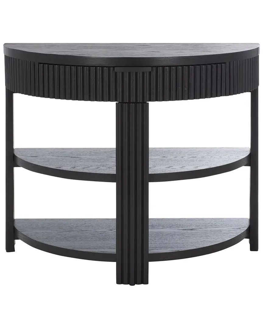 Shelbie Half Moon Console Table with Storage - Black image