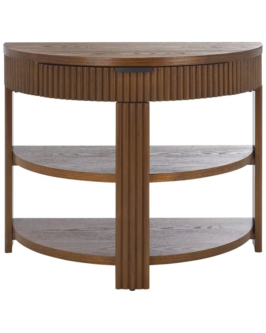 Shelbie Half Moon Console Table with Storage - Oak, Black