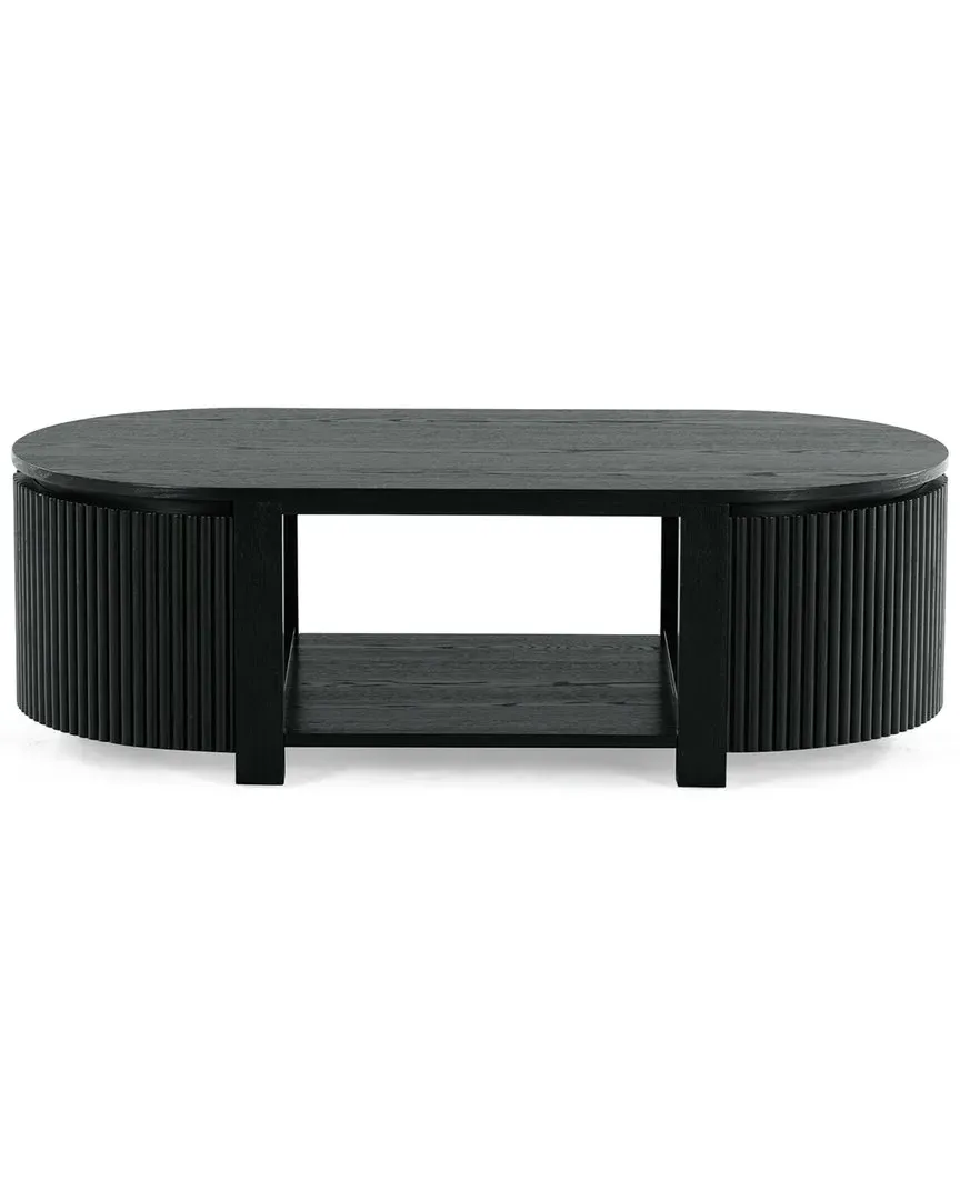 Shelbie Reeded Oval Coffee Table - Black image