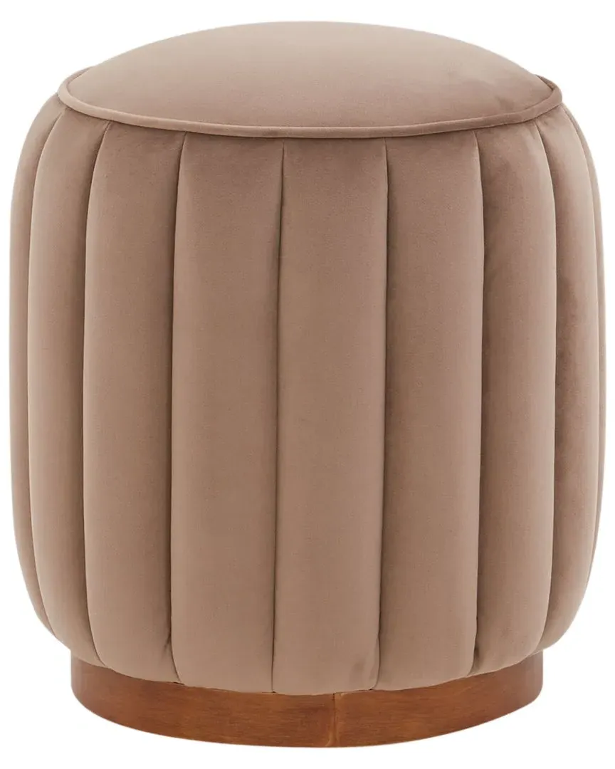 Sherrie Round Tufted Ottoman - Brown, Velvet image