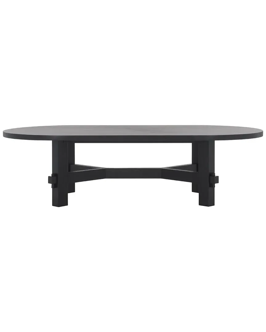Tabytha Oval Coffee Table with Storage - Black, Elm Wood image