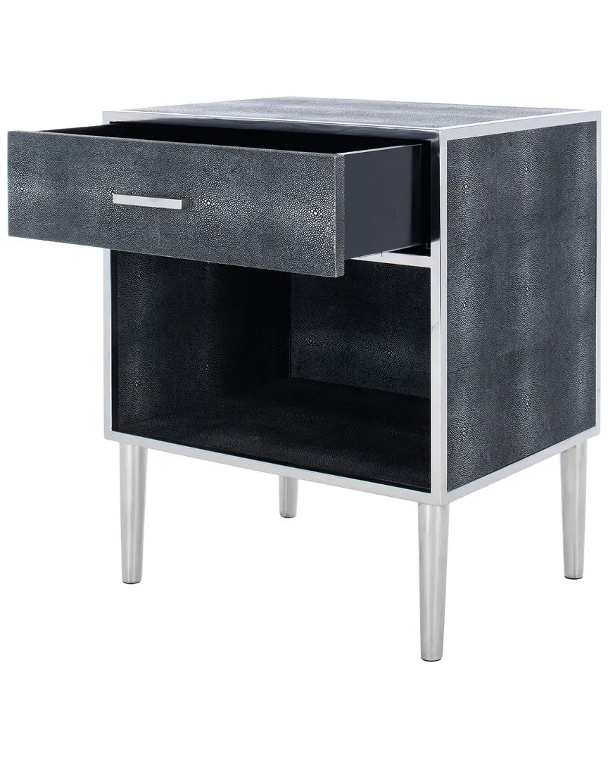 Tammy 1-Drawer Faux Shagreen Nightstand - Black image
