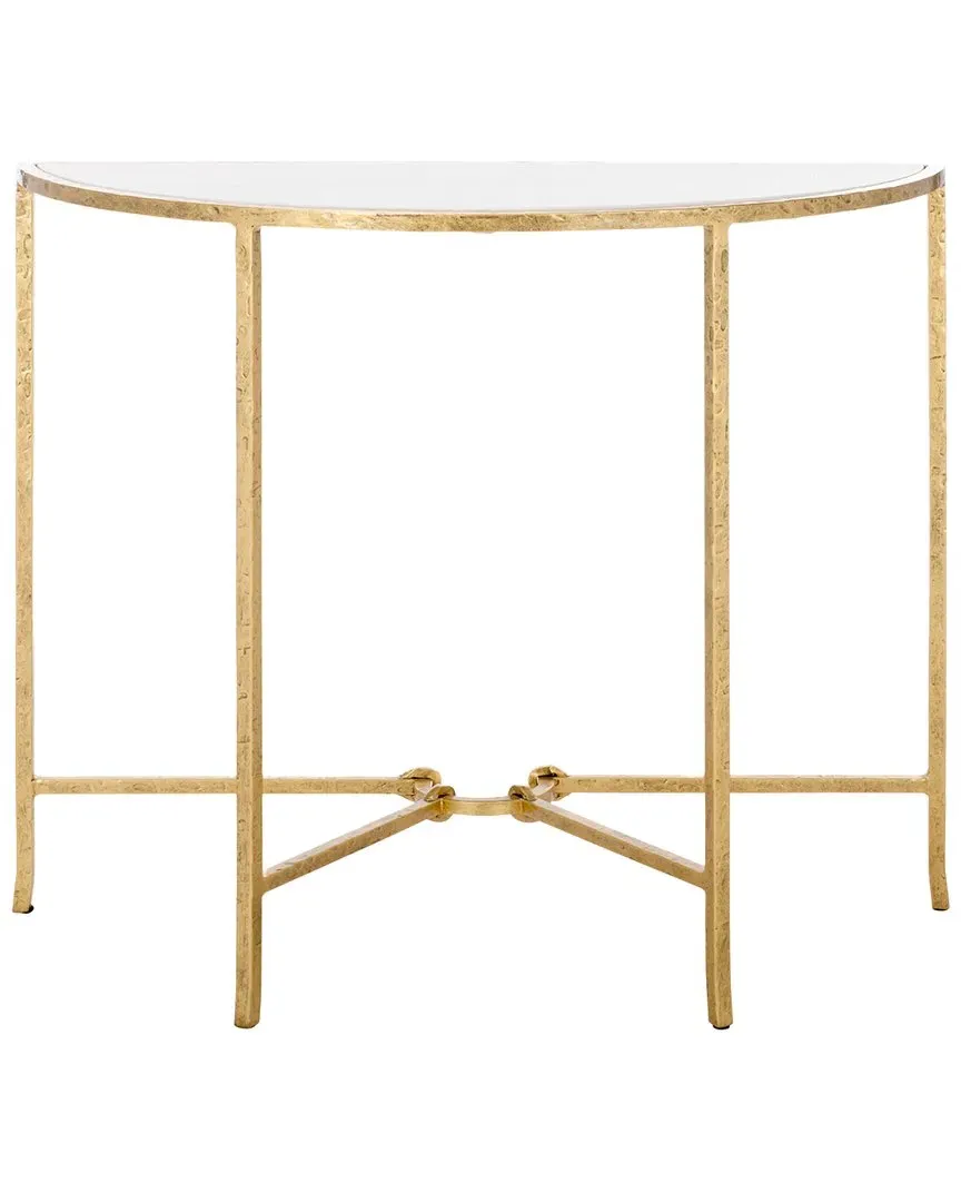 Tauri Half Moon Console Table - Brass, Marble image