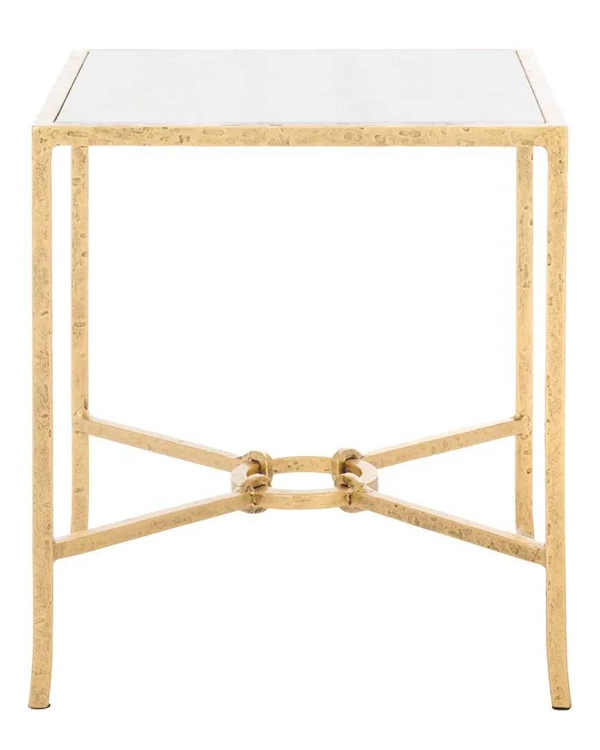 Tauri Square Accent Table - Brass, Marble image