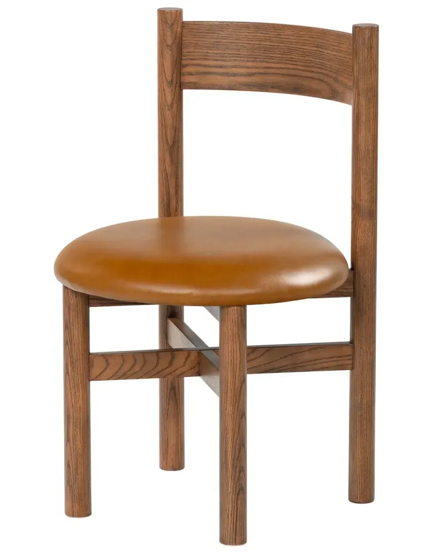 Tayla Leather Dining Chair - Brown, Ash Wood
