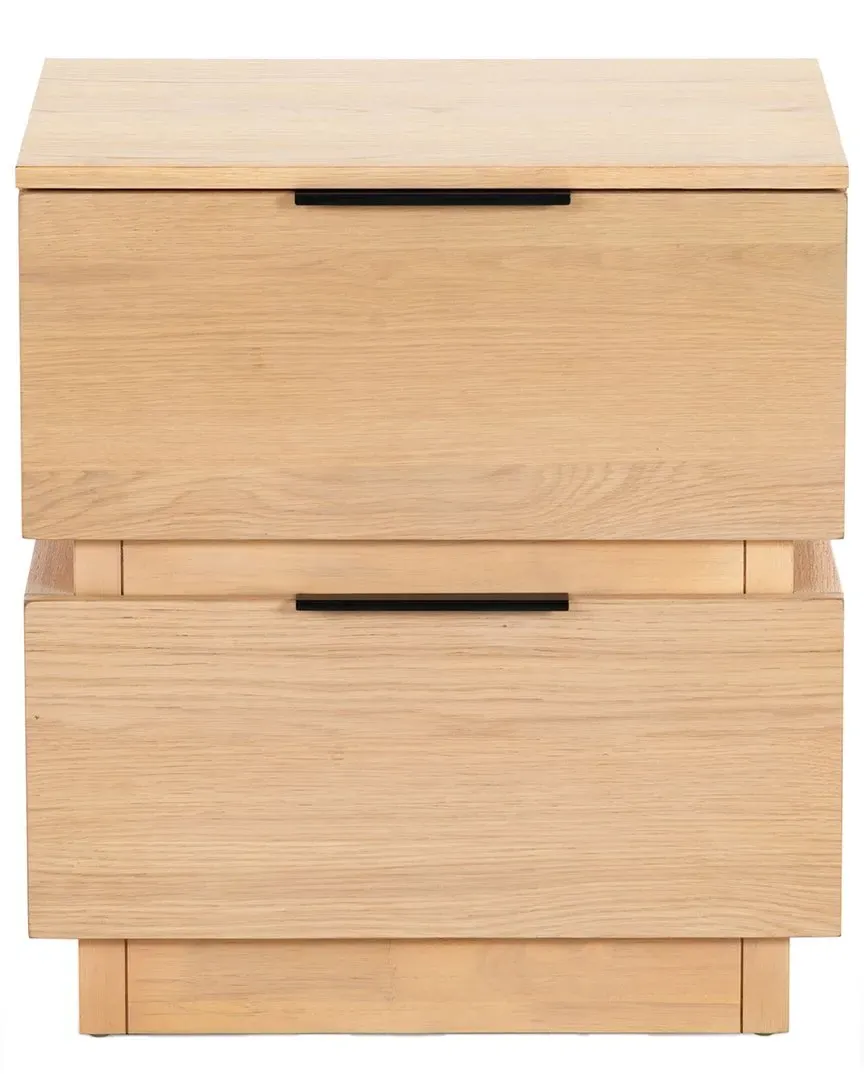 Titus 2 Drawer Stacked Nightstand - Oak, Rubberwood