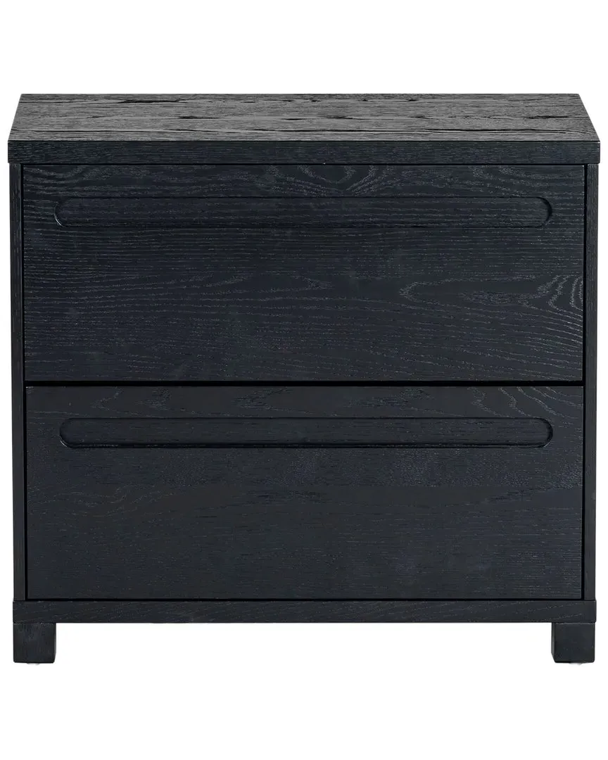 Tobiette 2 Drawer Nightstand - Black, Rubberwood image