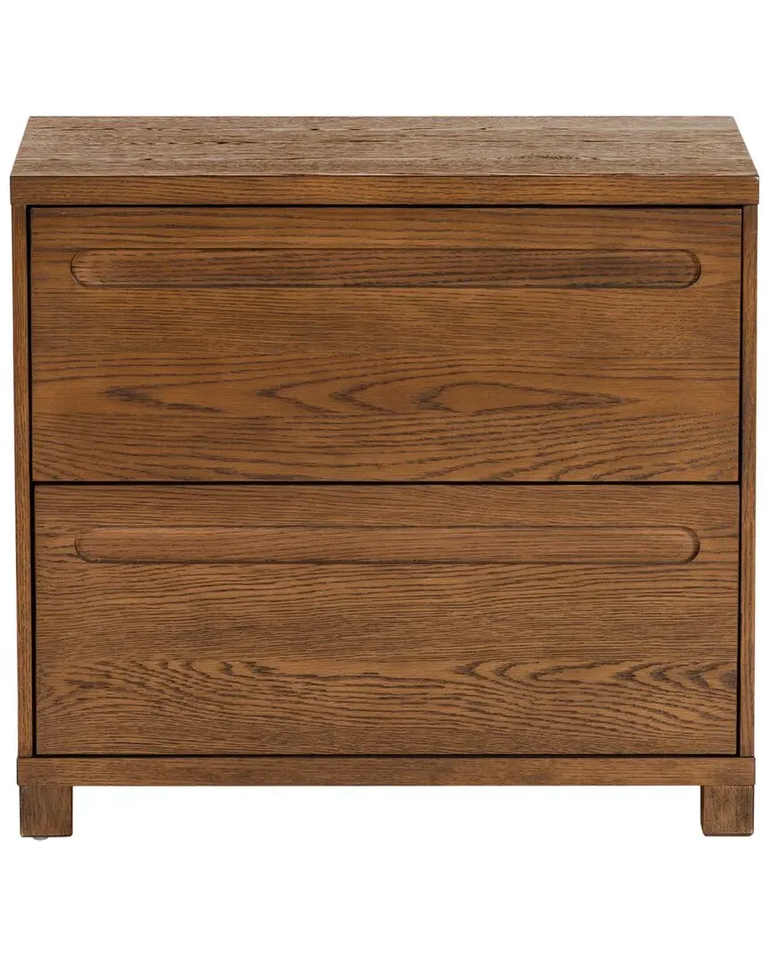 Tobiette 2 Drawer Nightstand - Brown, Rubberwood