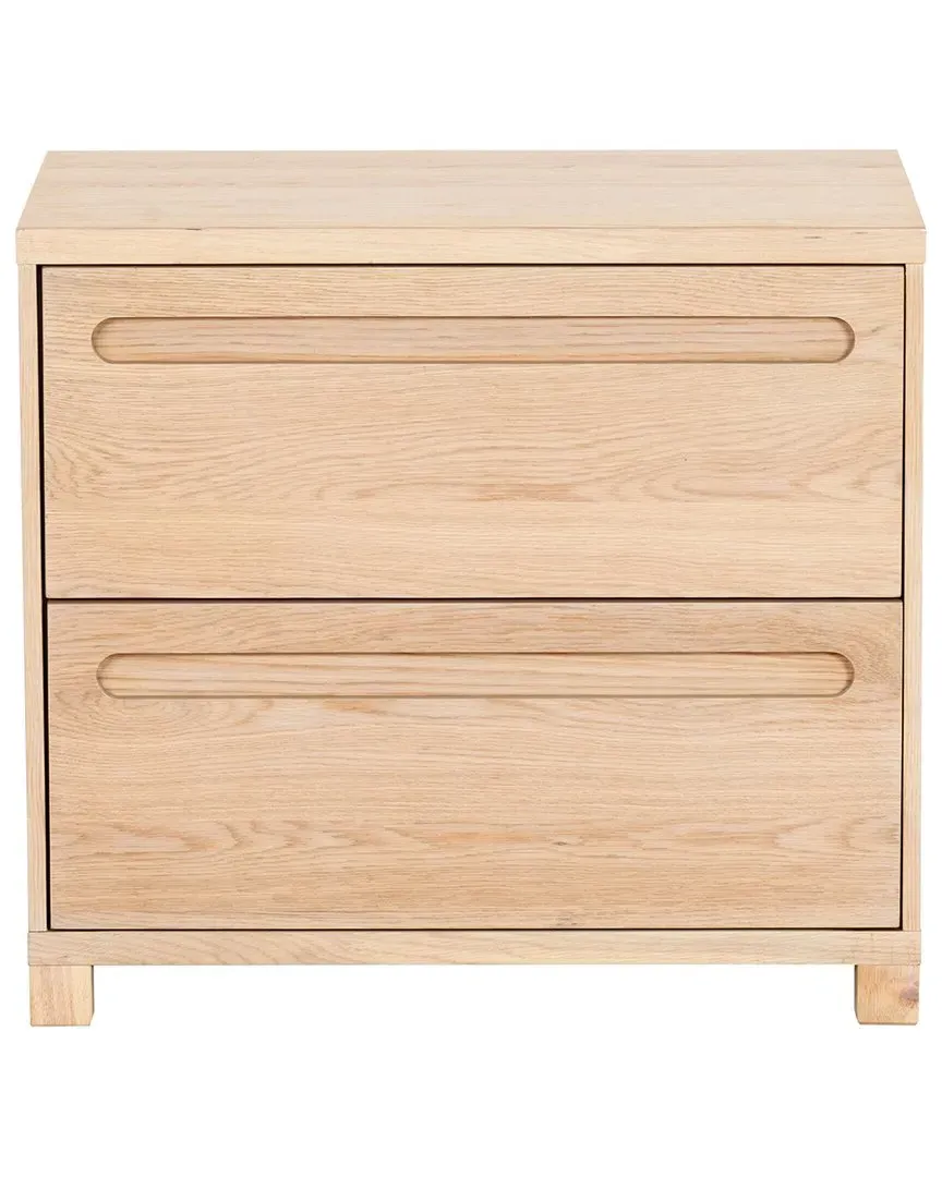 Tobiette 2 Drawer Nightstand - Brown, Rubberwood