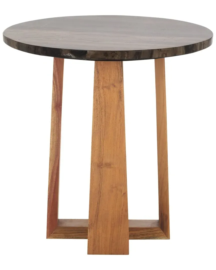 Trenton Round Accent Table with Drawer - Brown, Marble image