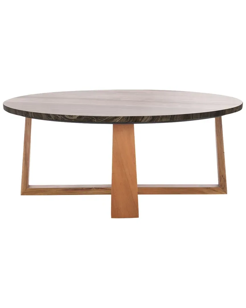 Trenton Round Coffee Table with Drawer - Brown, Marble