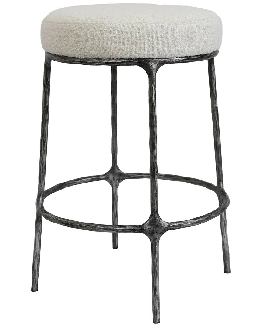 Trumen Round Counter Stool - Ivory, Boucle