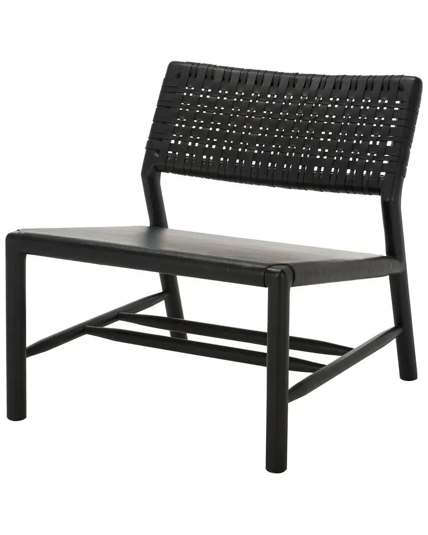 Valdina Woven Leather Accent Chair - Black, Mindi Wood image