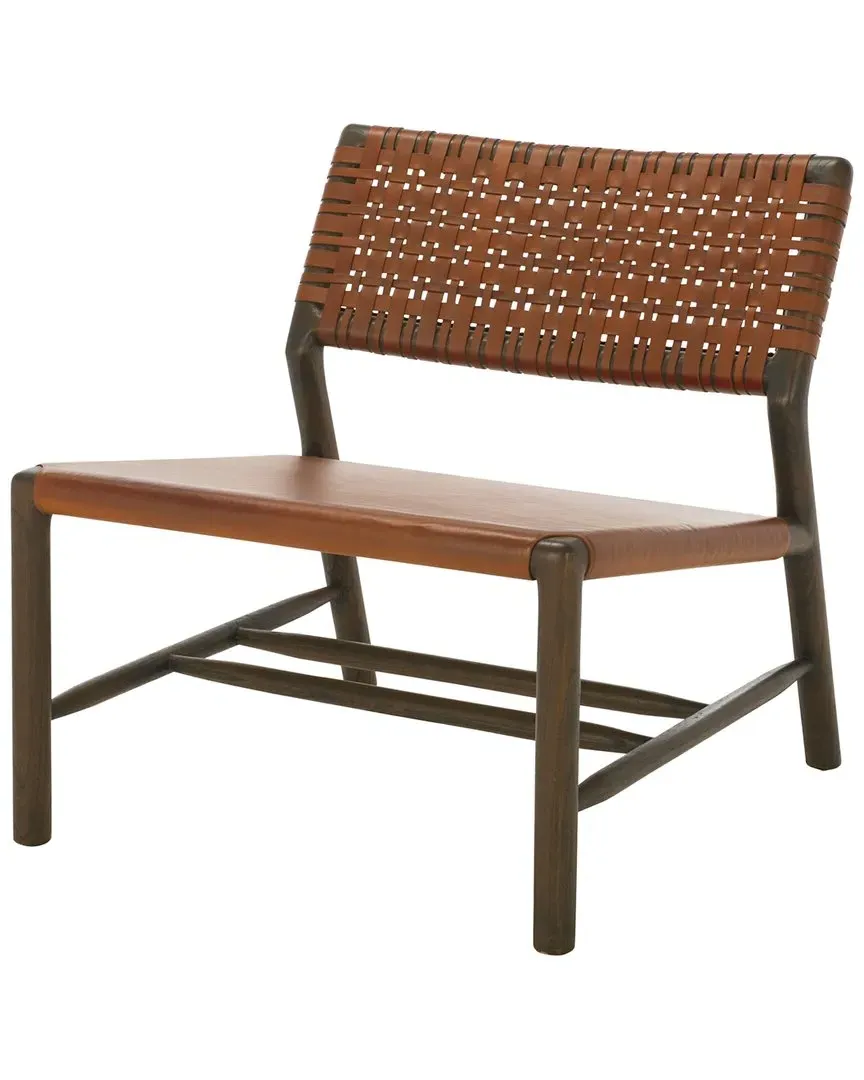 Valdina Woven Leather Accent Chair - Brown, Mindi Wood