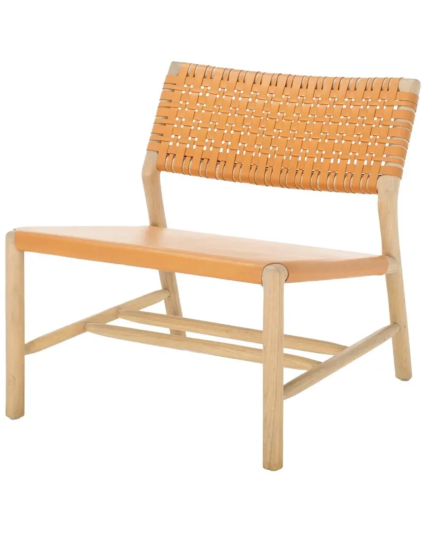 Valdina Woven Leather Accent Chair - Tan, Mindi Wood