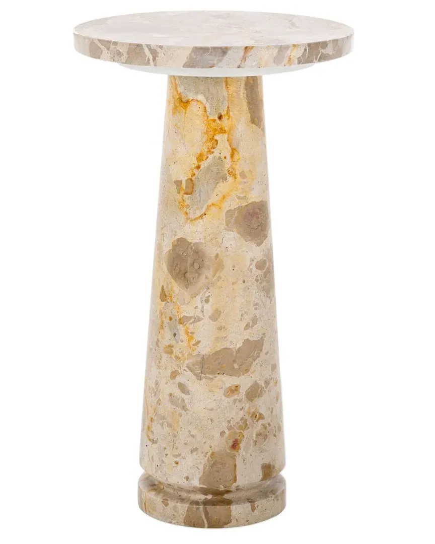Valentia Round Accent Table - Beige, Marble