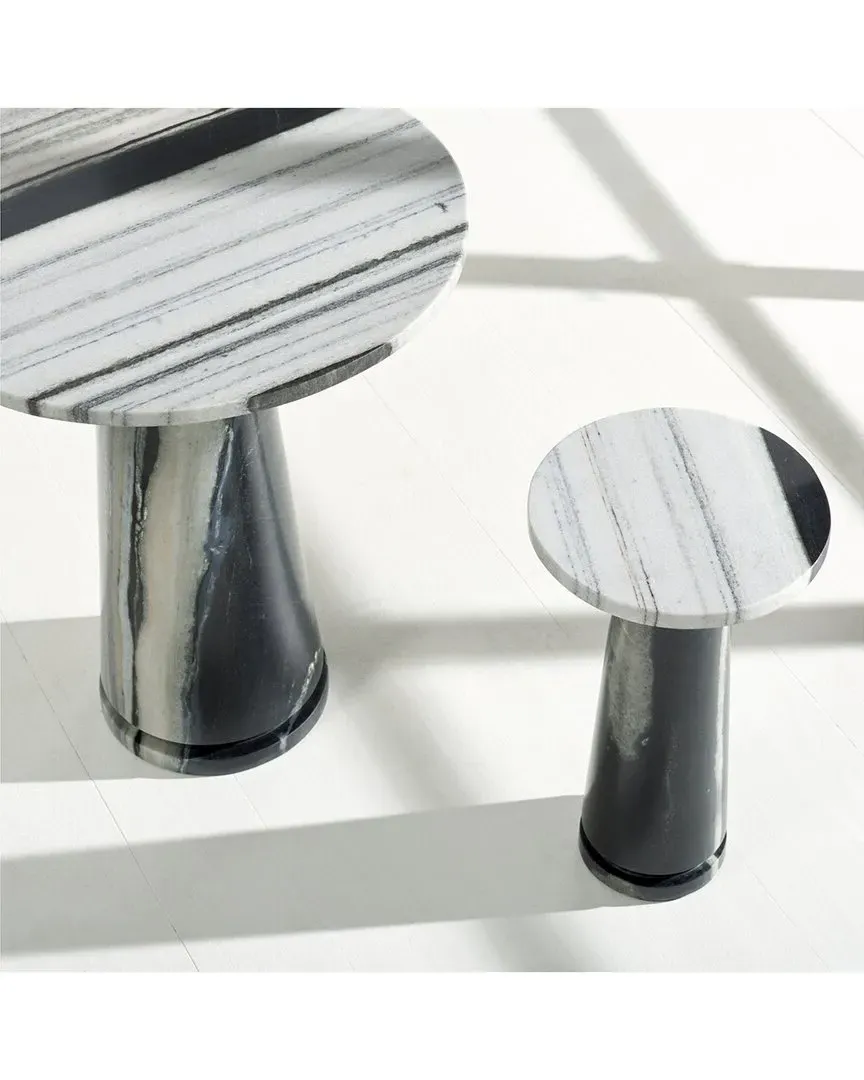 Valentia Round Accent Table - White, Marble image