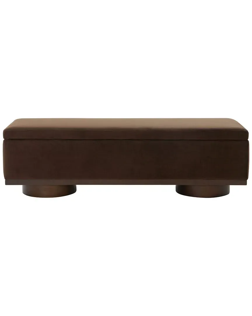 Vianna Velvet Storage Bench - Dark Brown, Ash Wood image