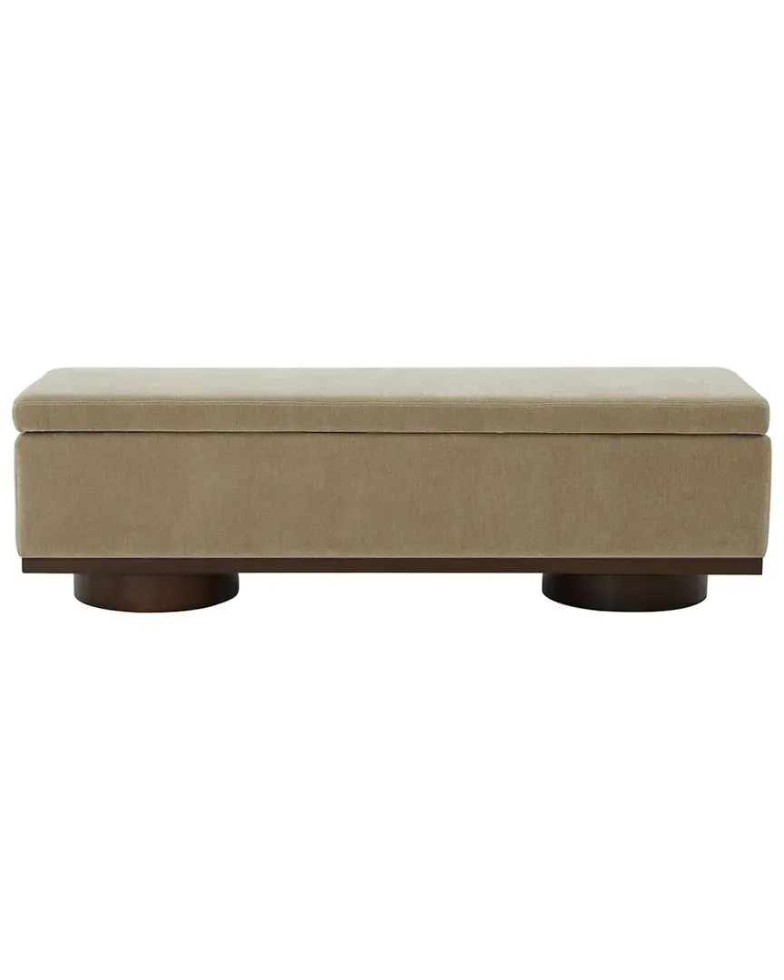 Vianna Velvet Storage Bench - Light Brown, Ash Wood