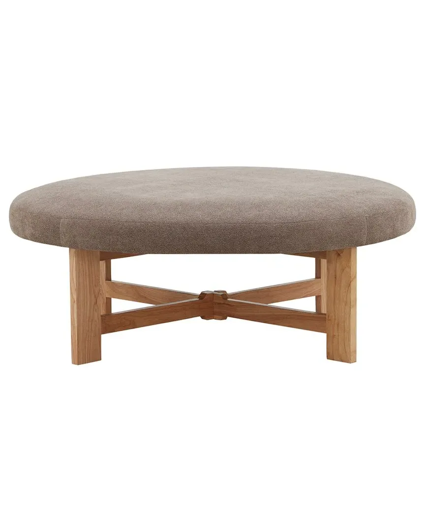 Vinny Round Boucle Cocktail Ottoman - Brown image