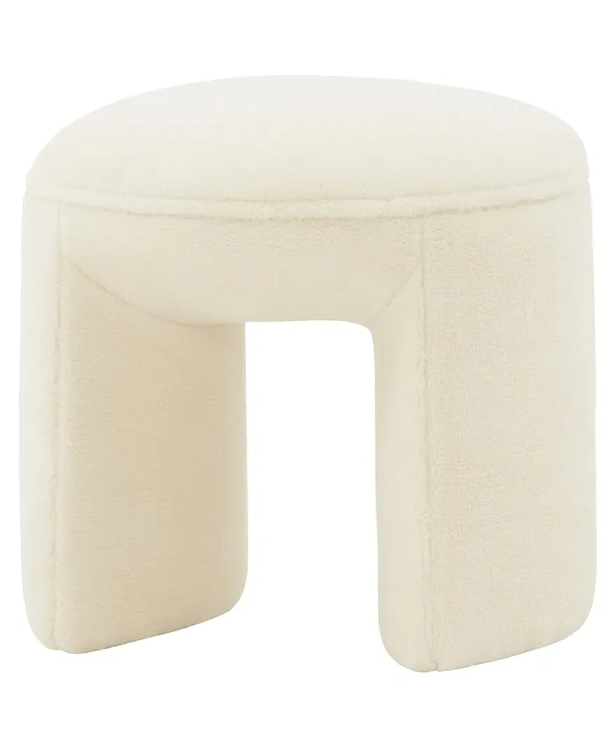 Vivie Round Ottoman - Ivory, Faux Shearling image
