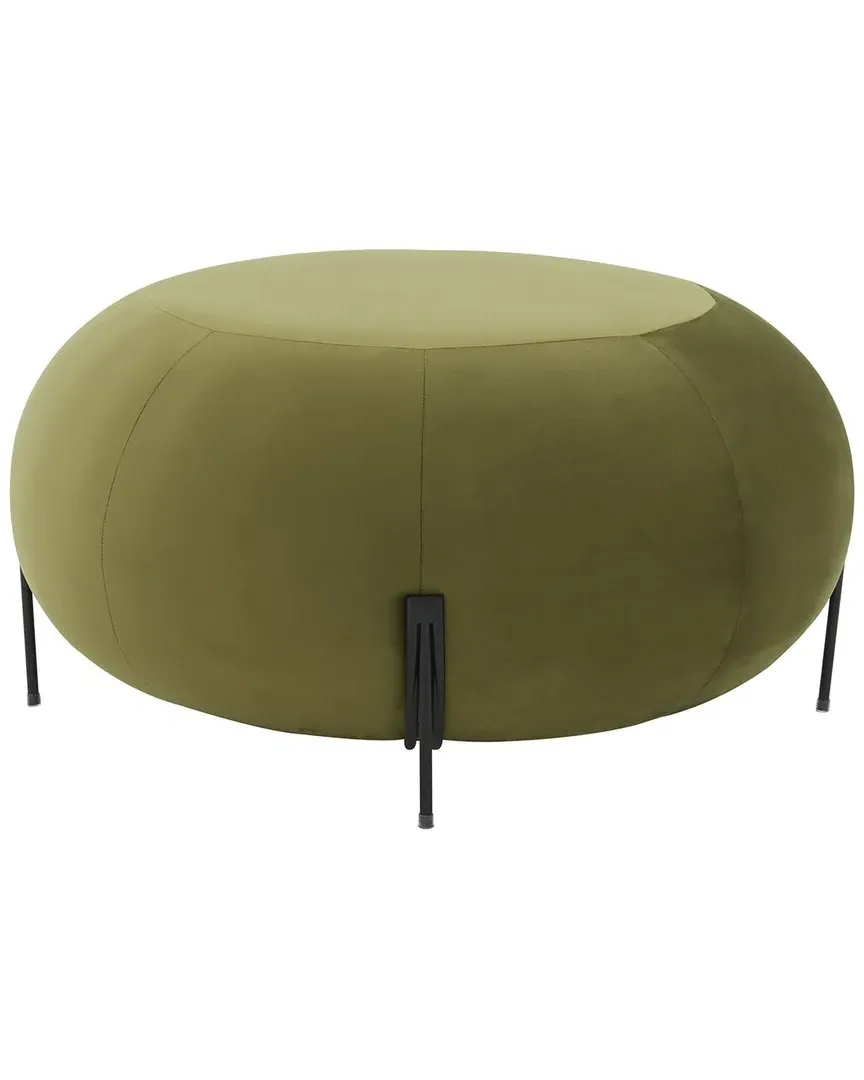 Winterose Round Ottoman - Olive Green, Velvet image