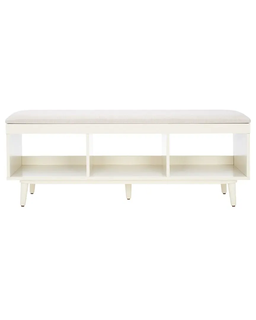 Cricket Open Shelf Bench with Cushion - Cream, Mahogany