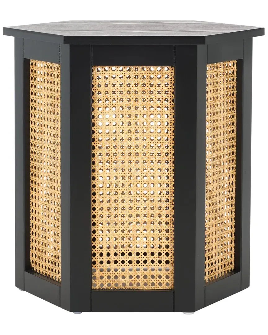 Danez Hexagon Accent Table - Black, Cane