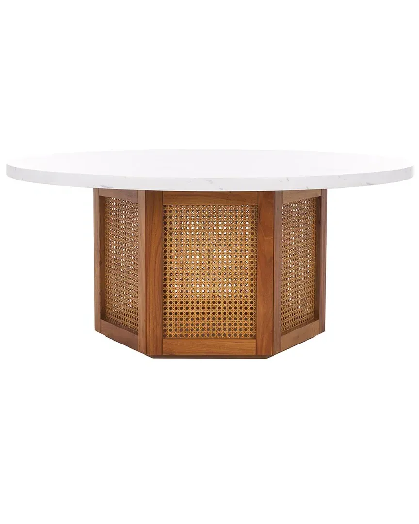 Danez Hexagonal Coffee Table with Cane Base - White