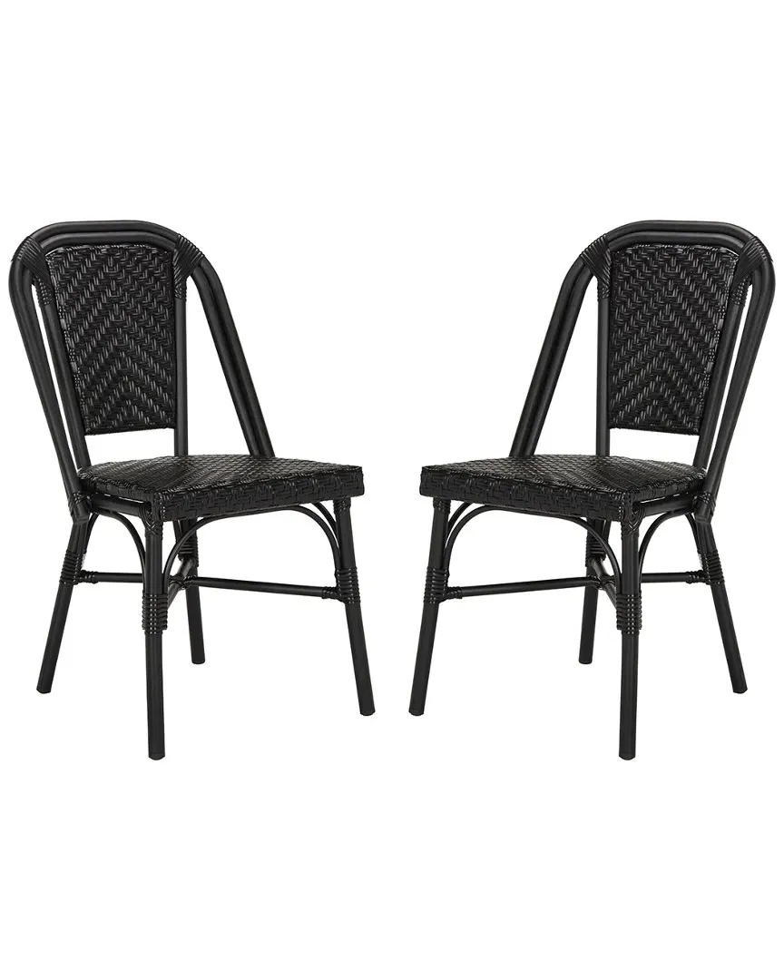 Daria Set of 2 Stacking Side Chairs - Black, Rattan