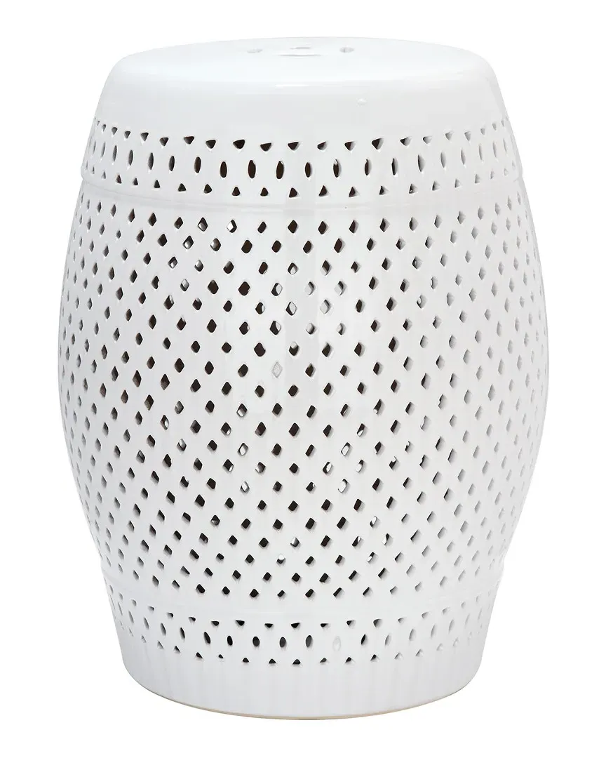 Diamond Garden Stool - White, Ceramic image