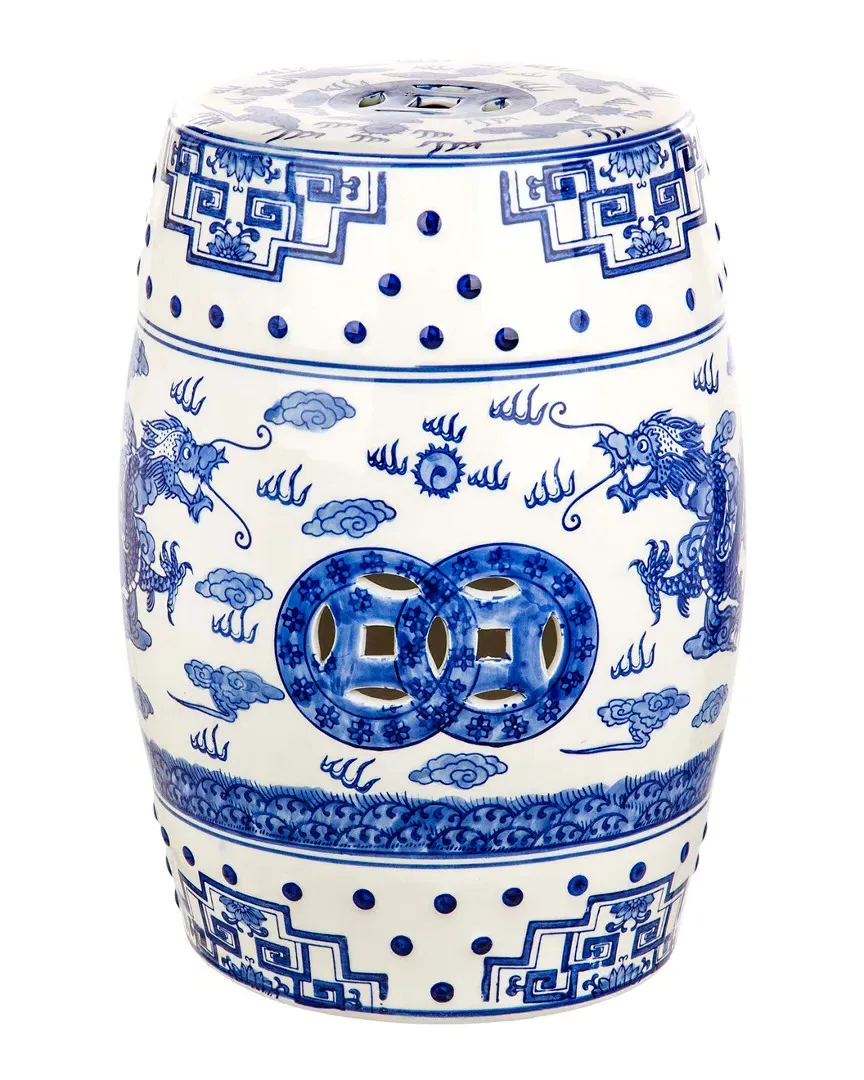 Dragon's Breath Chinoiseries Garden Stool - Blue, Ceramic image