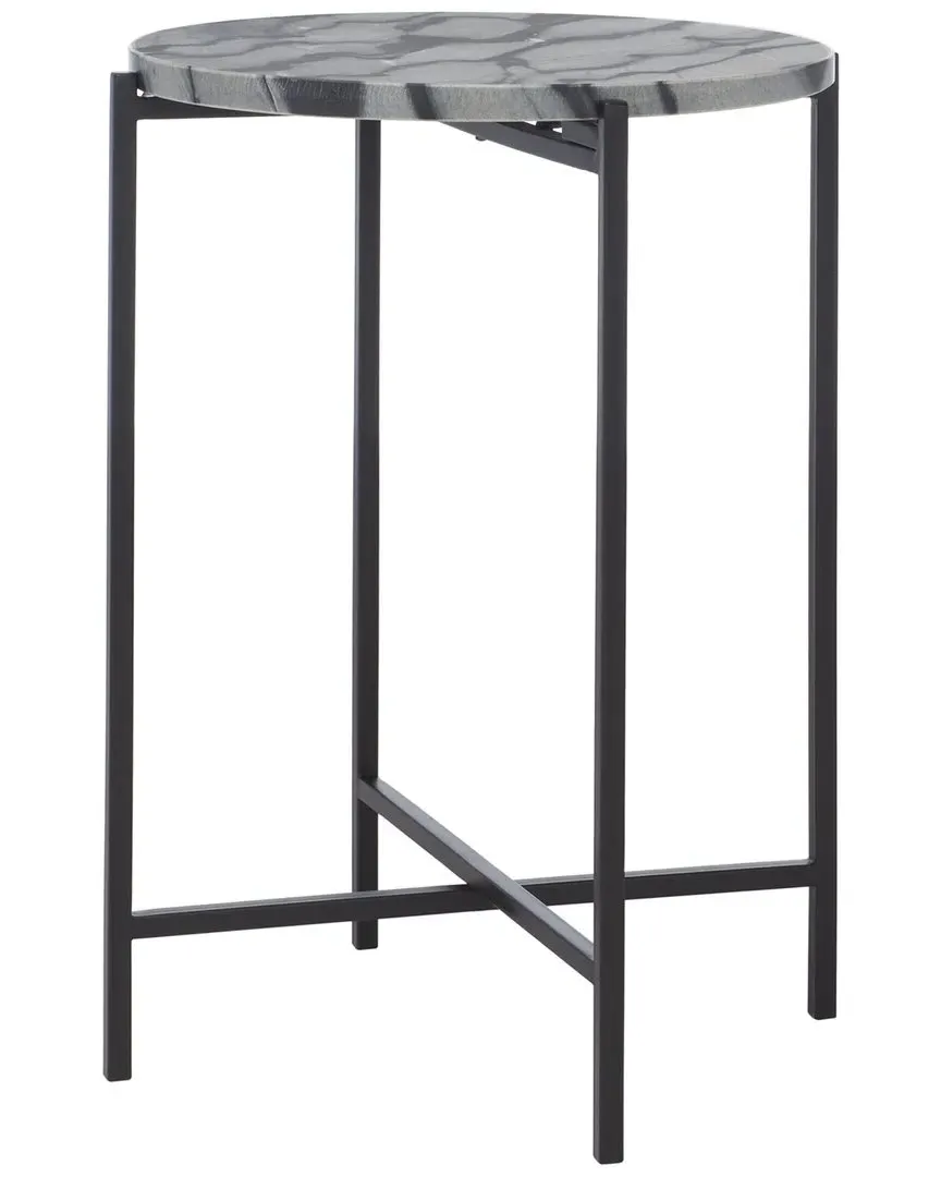 Ellicott Round Accent Table - Grey, Marble