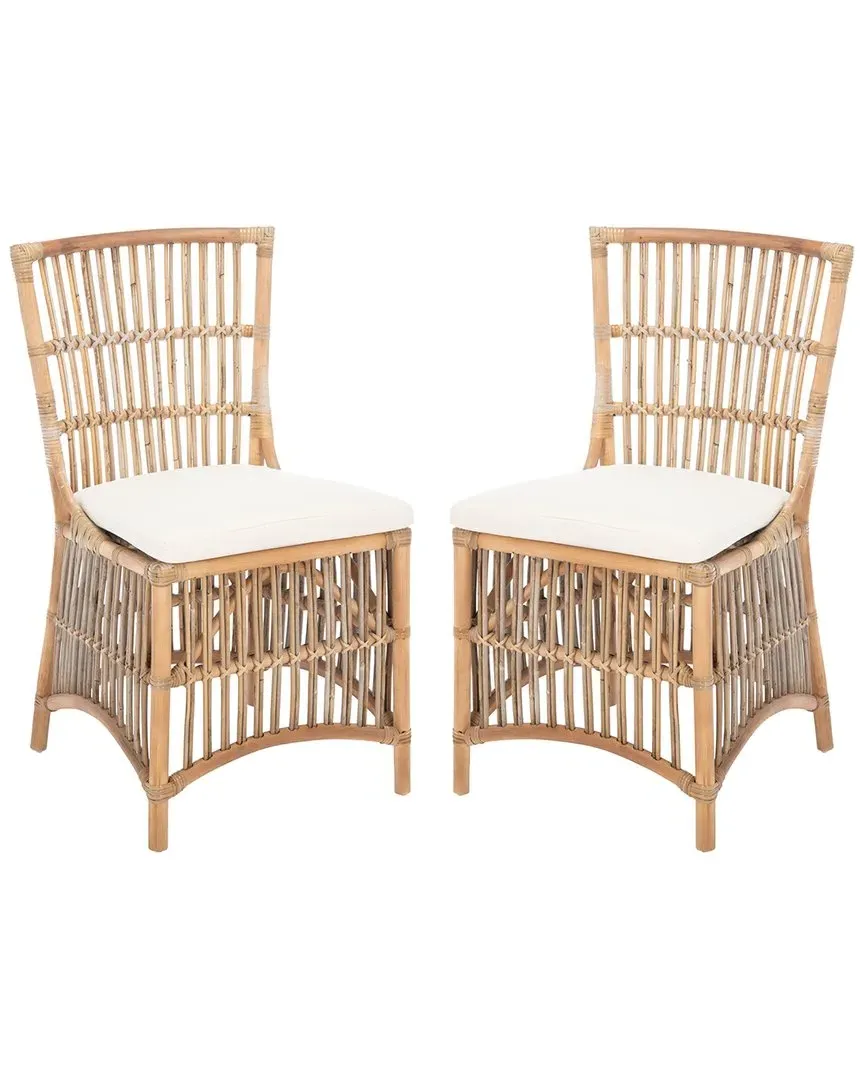 Erika Set of 2 Rattan Accent Chairs with Cushions - Grey