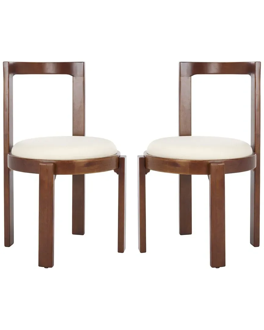 Estes Round Dining Chair Set of 2 - White, Walnut image