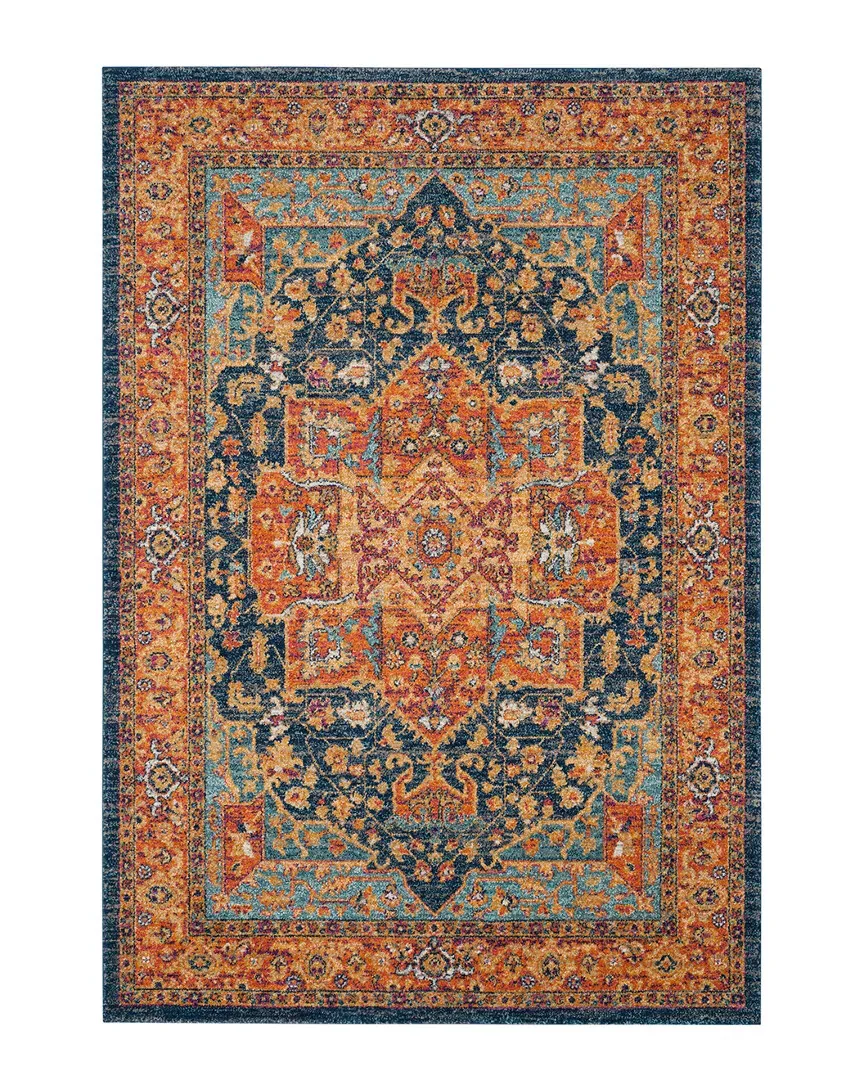 Evoke Power-Loomed Rug - Blue and Orange