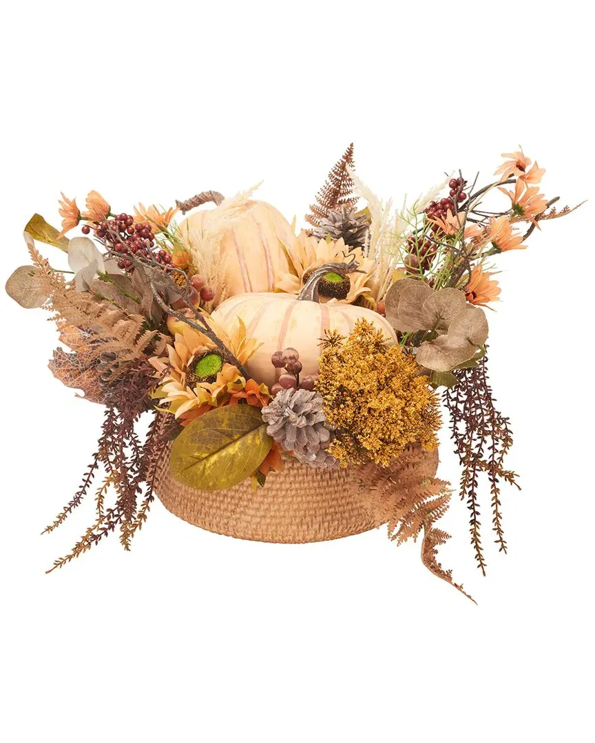 Faux 26" Pumpkin/Sunflower Potted Arrangement - Multi