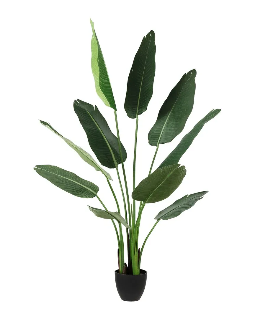 Faux 63in Potted Banana Leaves Plant - Green