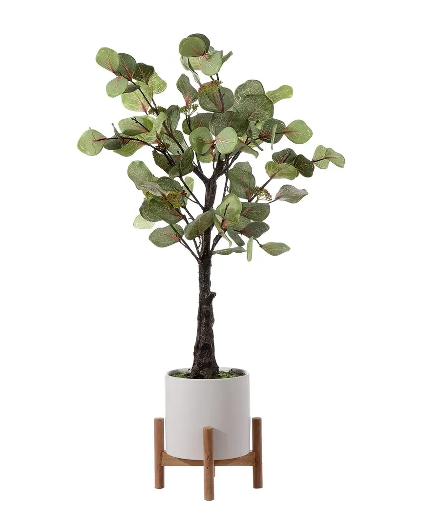 Faux Eucalyptus Potted Tree - White image