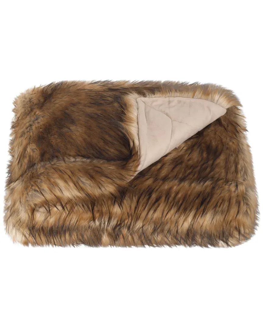 Faux Raccoon Throw - Brown image