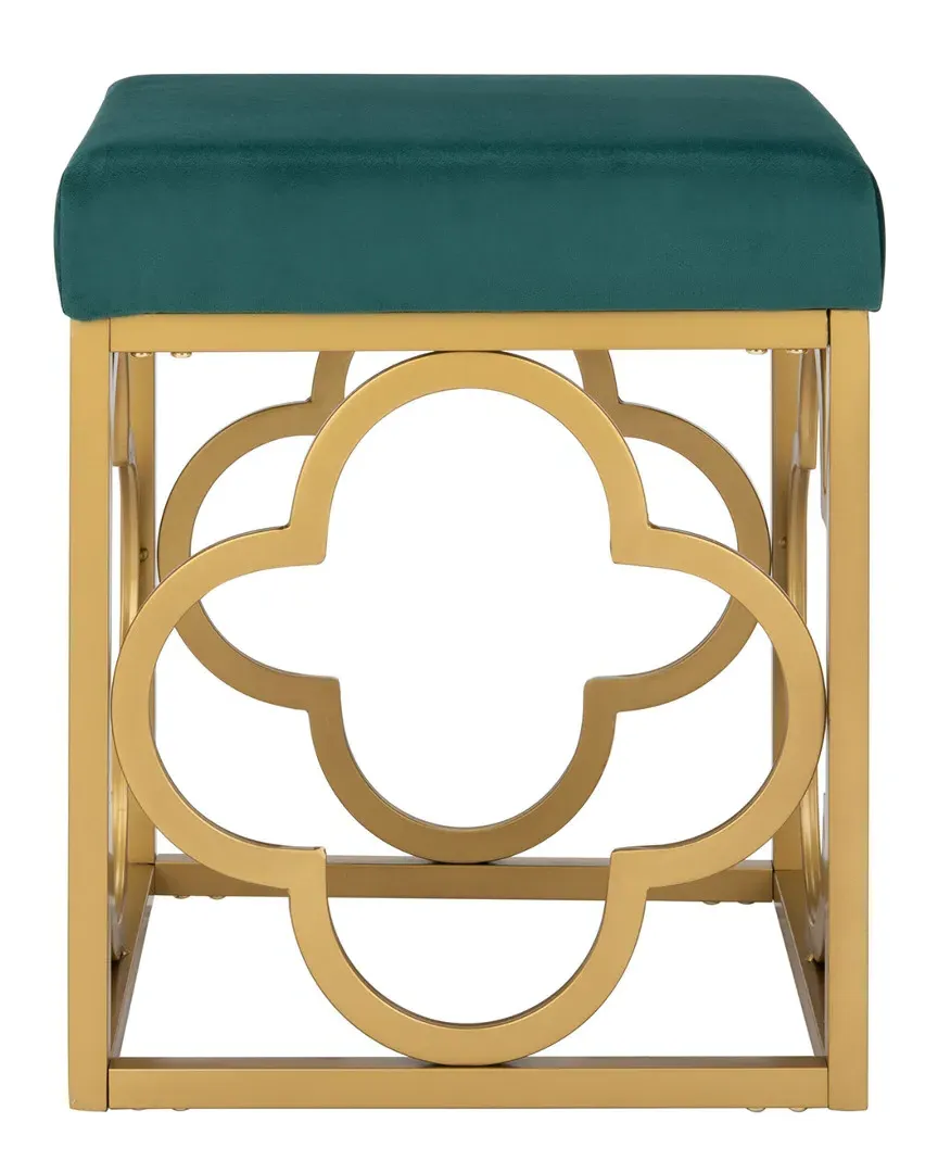 Fleur Square Ottoman - Emerald, Gold image