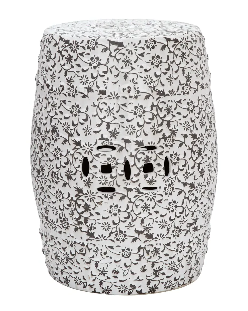 Flower & Vine Garden Stool - White image