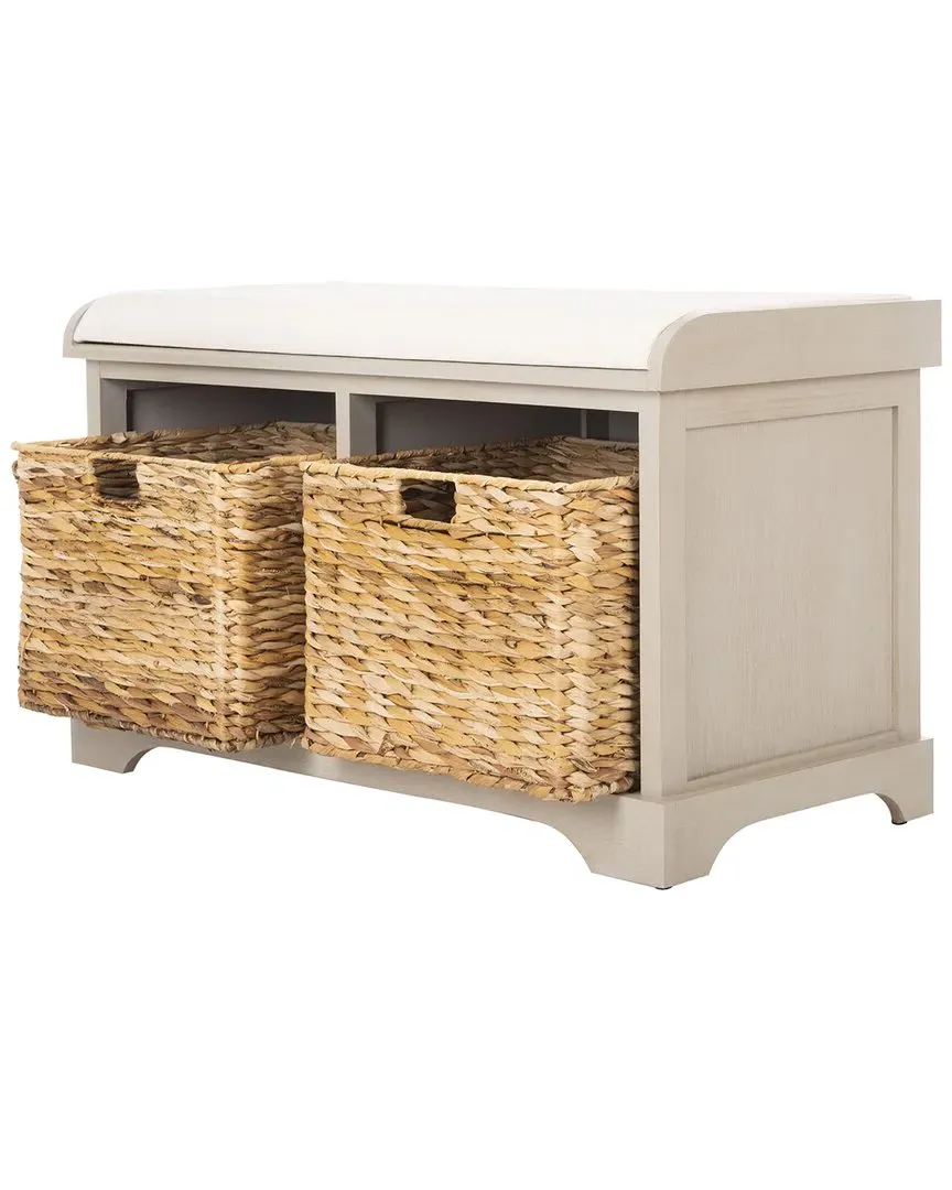 Freddy Wicker Storage Bench - Vintage Grey, Pine