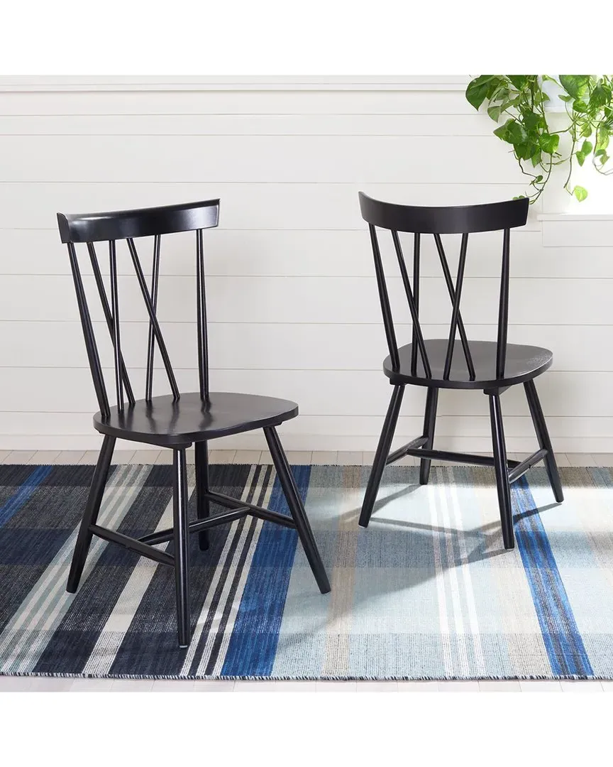 Friar Set of 2 Dining Chairs - Black, Wood