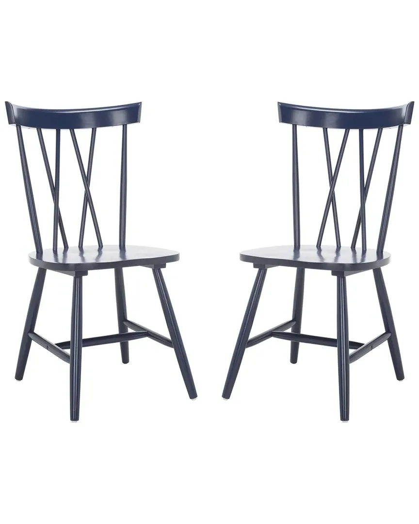 Friar Set of 2 Dining Chairs - Navy, Wood image