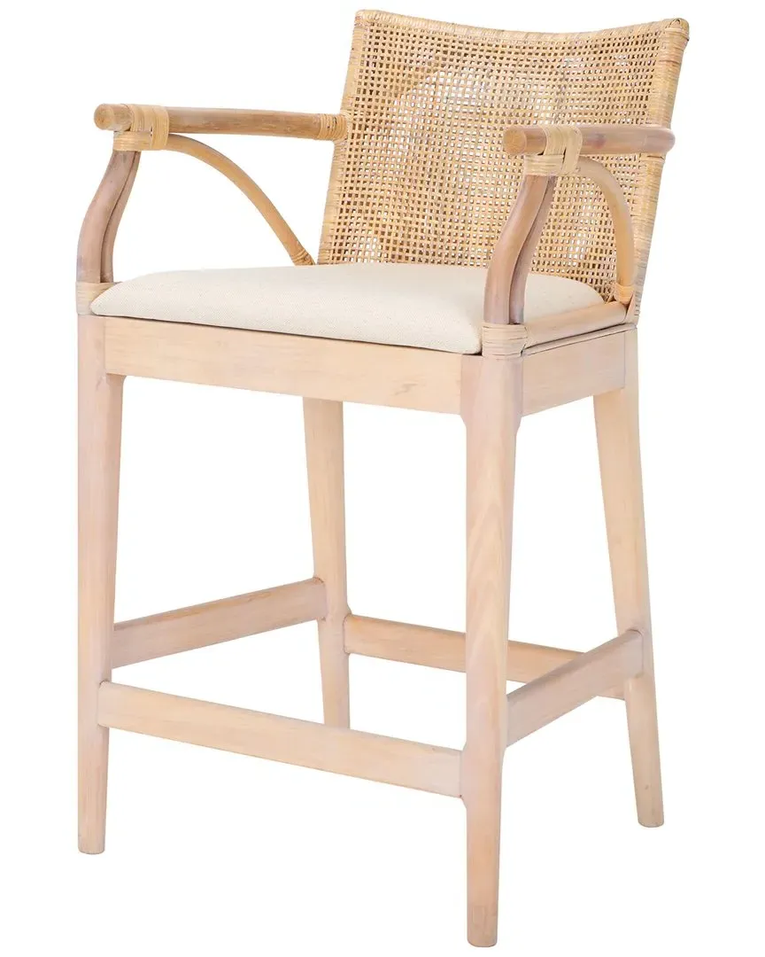 Gianni Counter Stool - White, Rattan