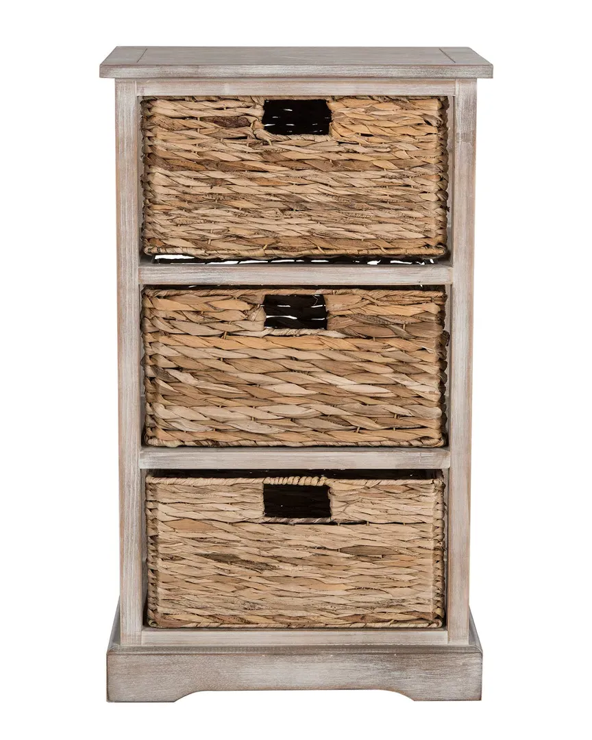 Halle 3-Wicker Storage Side Table - Grey, Pine image
