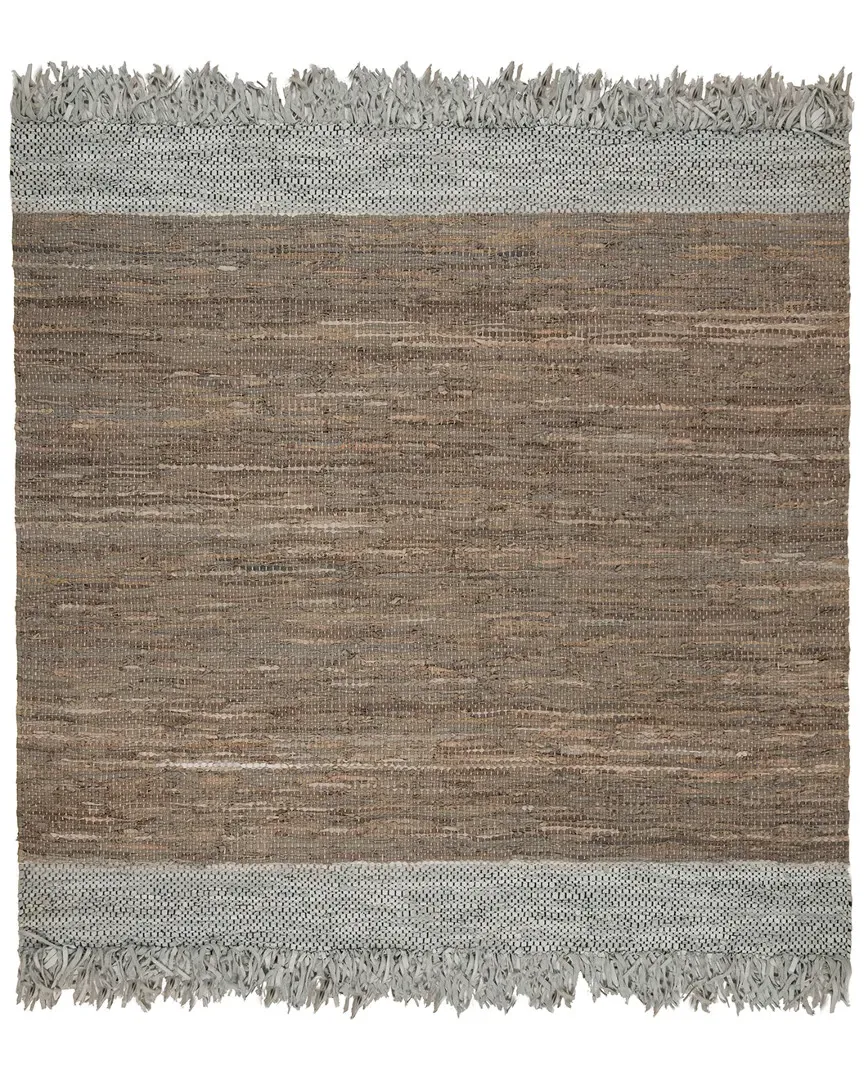 Hand-Woven Rug - Light Grey, Leather